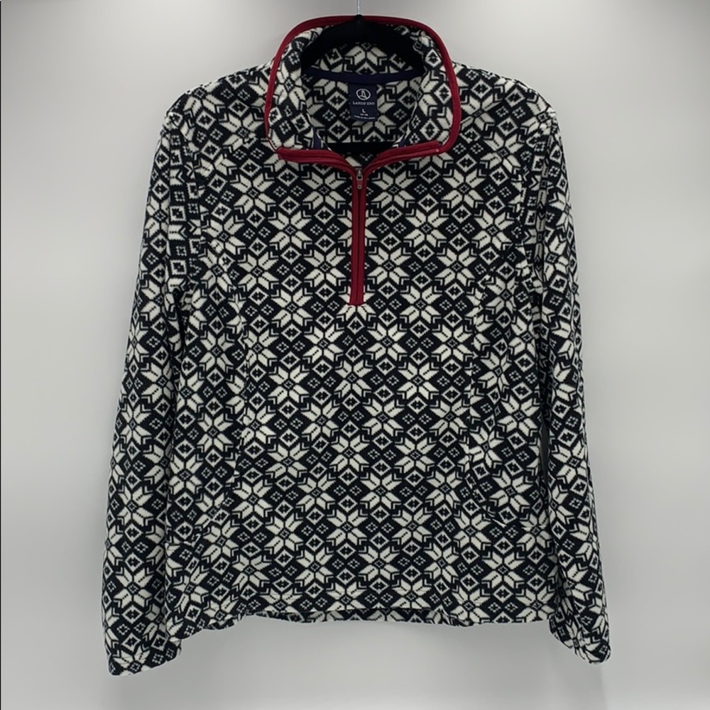 Lands’ End 1/2 Zip Pullover Fleece - Nordic Print